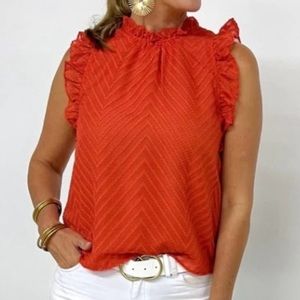 NWOT coral/orange THML sleeveless blouse, size Small